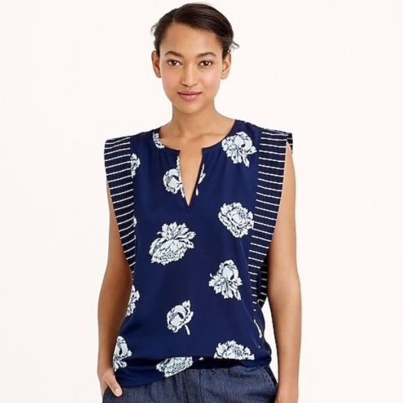 J. Crew ~ Graphic Peony blouse - Picture 1 of 8
